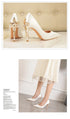 Elegant Crystal-Embellished Silk Pointed Toe Pumps for Women - Luxurious High Heels Perfect for Bridal and Evening Wear, Sexy Dress Shoes with Thin Heels